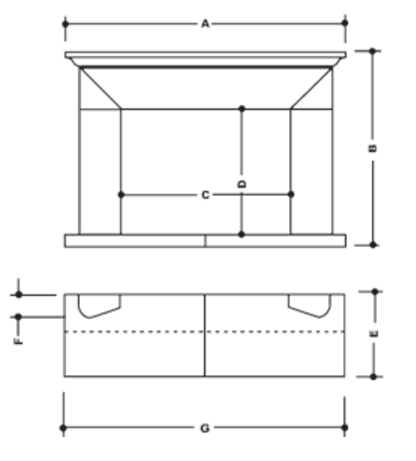 Montgomery III stone fireplace dimensions