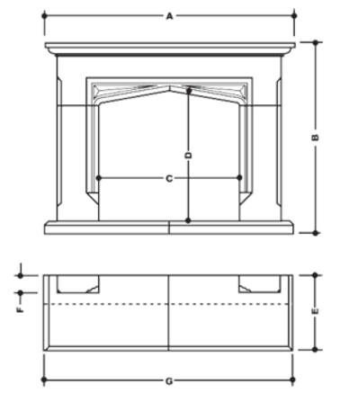 Porchester stone fireplace dimensions