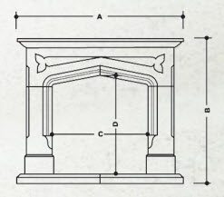 Eastnor stone fireplace dimension