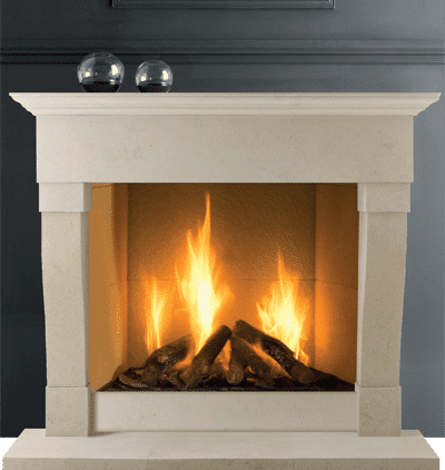 Rochester stone fireplace