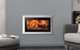 Stovax Studio 1 Bauhaus inset wood burning fire in Polished Stainless Steel.