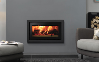 Stovax Studio 1 Profil inset wood burning fire in Jet Black Metallic