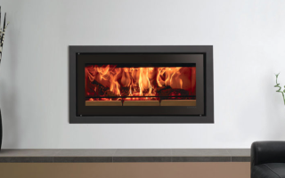 Stovax Studio 2 Profil inset wood burning fire in Jet Black Metallic