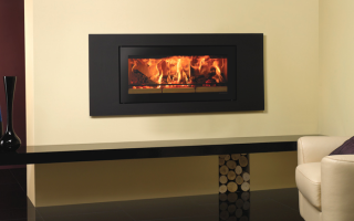 Stovax Studio 2 Steel inset wood burning fire in Jet Black Metallic.