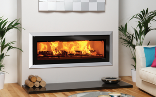 Stovax Studio 3 Bauhaus inset wood burning fire in Polished Stainless Steel