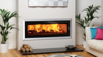 Stovax Studio 3 Bauhaus inset wood burning fire in Polished Stainless Steel
