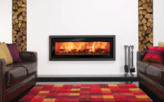 Stovax Studio 3 Profil wood burning fire in Jet Black Metallic