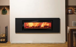 Stovax Studio 3 Steel inset wood burning fire in Jet Black Metallic.