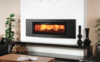 Stovax Studio 3 Verve inset wood burning fire in Jet Black Metallic