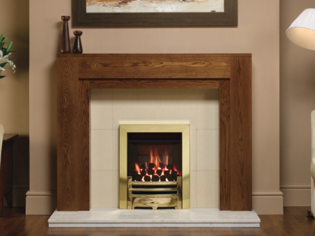 Gazco VFC Convector fire with Polished Brass-effect Arts front and Profil frame