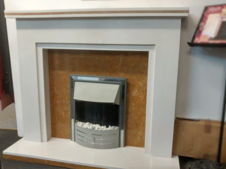 Qasim Canberra 54-inch Surround in Rigel Marble with natural goldstone backplate (fire not included) (Chelmsford) - Was £1299 NOW £800