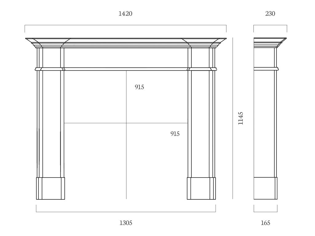Balham fireplace mantel dimensions