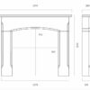 The Bellingham 54″ Fireplace Mantel dimensions