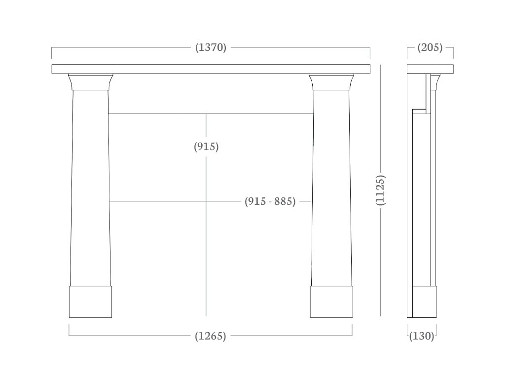 Luxor 54″ Fireplace Mantel Dimensions