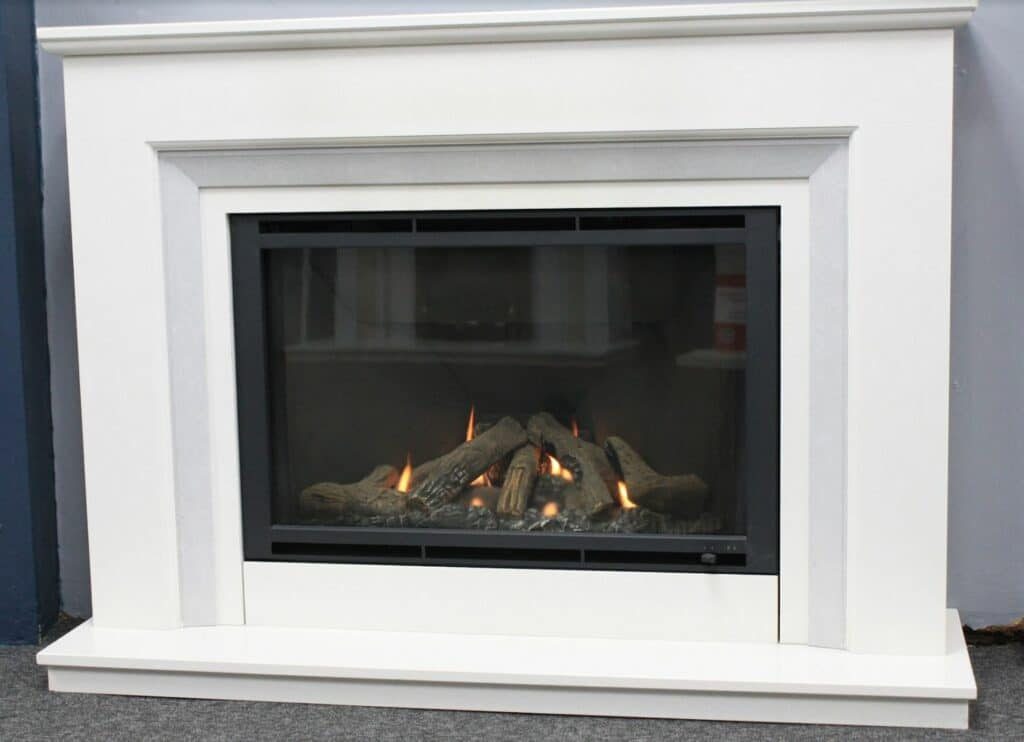 Elgin and Hall 52" Cassius LPG Gas Fire Suite in White Micromarble