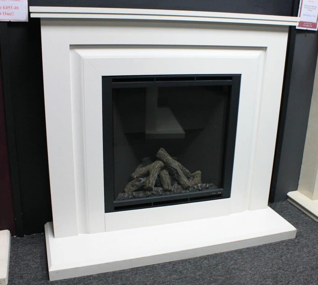 Elgin and Hall 48" Mariella Gas Fireplace Suite in White Micro Marble