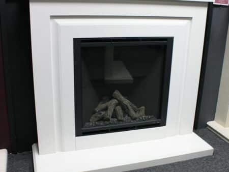 Elgin and Hall 48 Mariella Gas Fireplace Suite in White Micro Marble