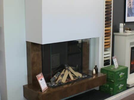 Solution Fires SLE75 Inset Electric Fire in Brandon Chimney Breast Suite in Grey Mist and Premium Gloss Copper (Norwich Shop)