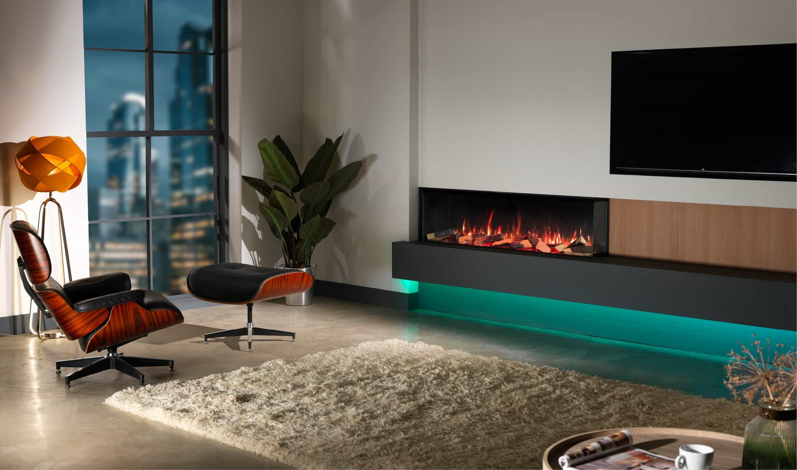 ambient lighting on an electric fire