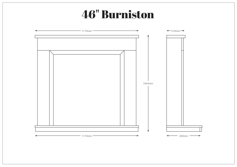 46 inch Burniston fireplace dimensions