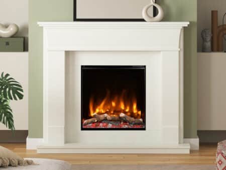 Elkstone in White Micromarble with Saxton 600P Electric Fire