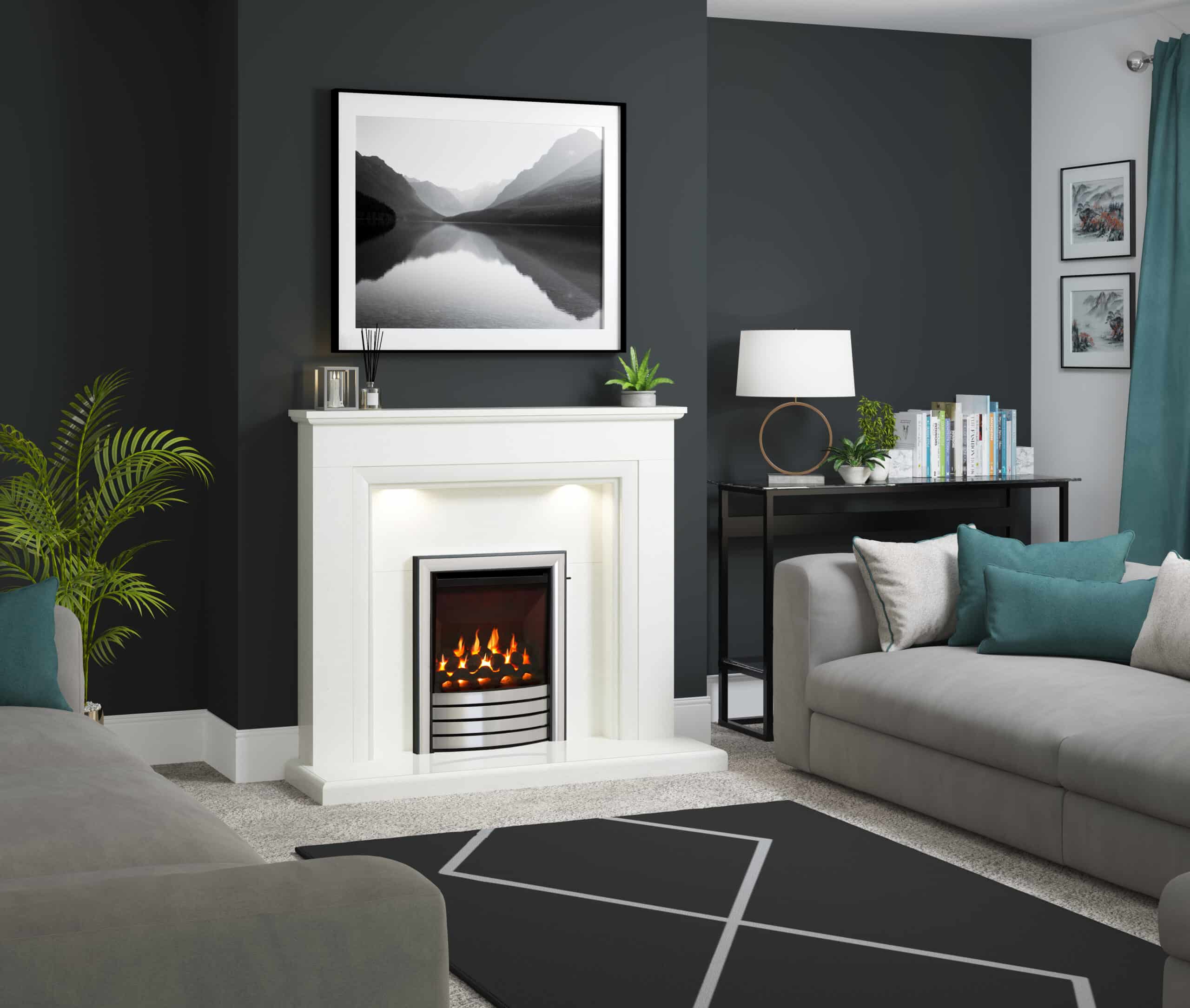 Ellesmere in White Micro Marble fireplace