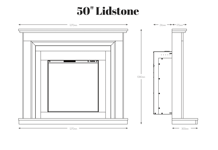 lidstone fireplace dimensions
