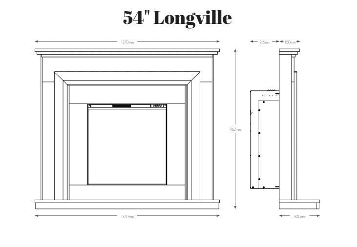 longville fireplace dimensions