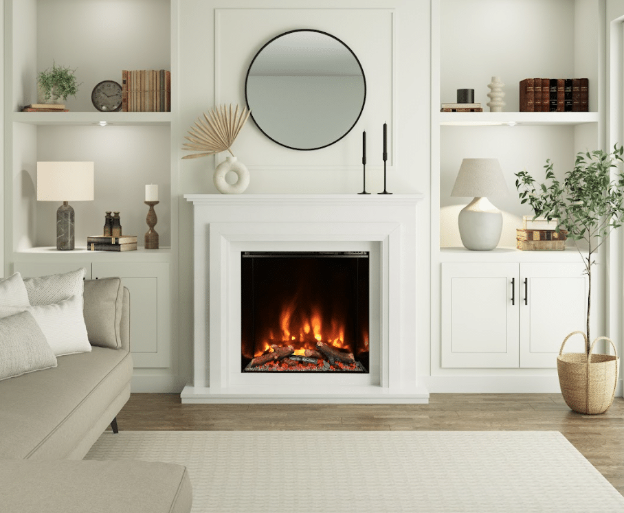 longville fireplace white