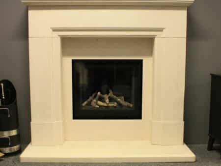 Capital Fireplaces 48 Portuguese Limestone LPG Suite with DL400 Fire (Cambridge showroom)