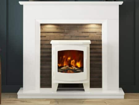 Kirkbridge in White Micromarble with Black Slate Back Panel and Foxworthy Small Inset in Ash White