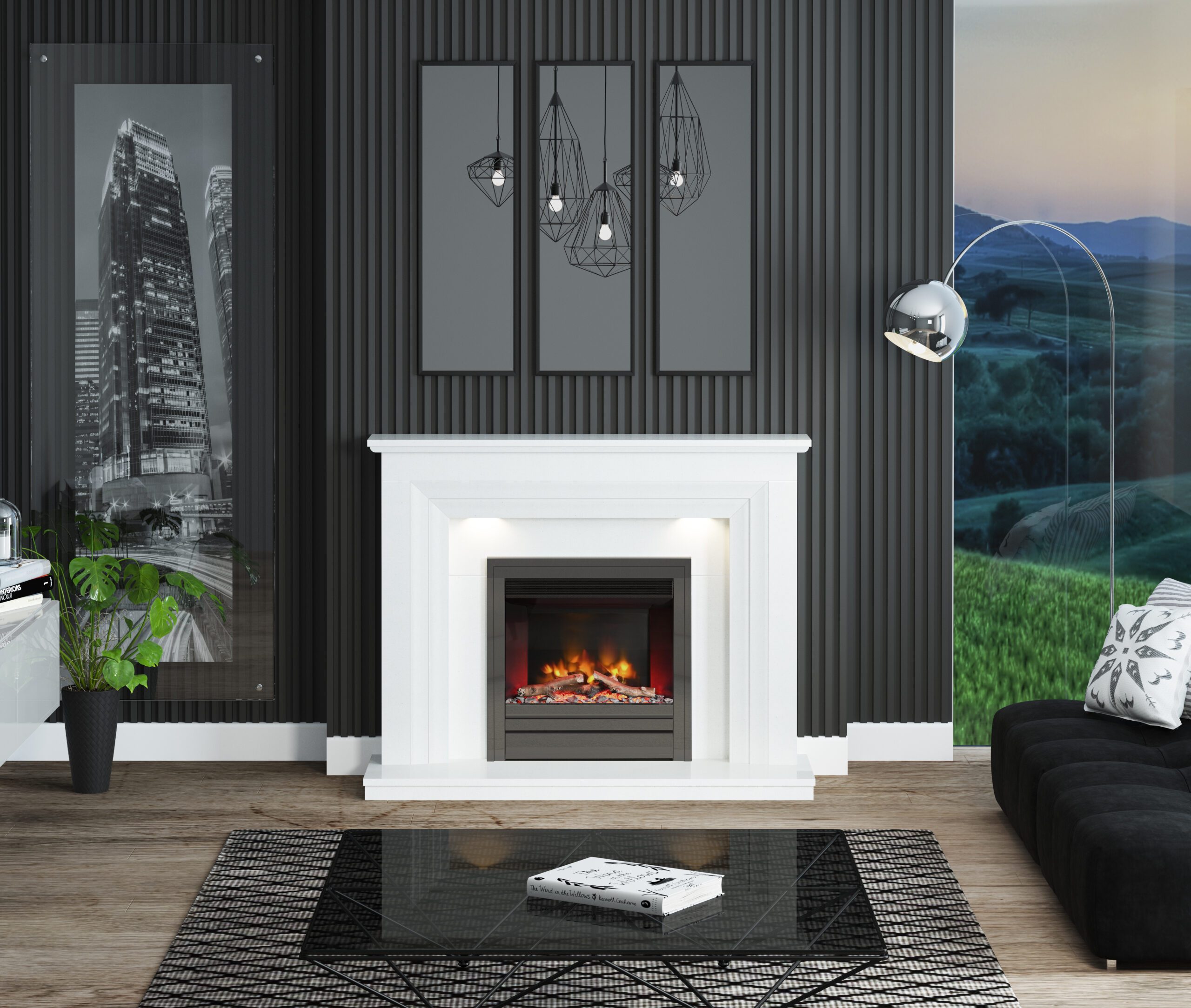 Saxton 22 - Ray Front Electric Inset Fire decor