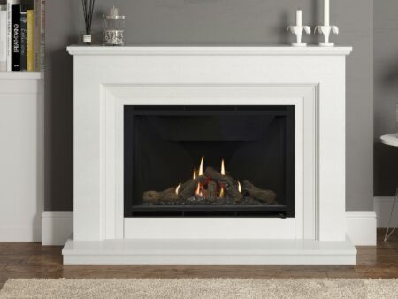 Sinderhope in White Micro Marble with Highcliffe 950 Gas Fire