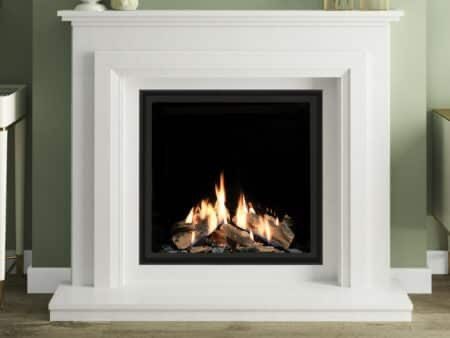 Sunnyside in White Micromarble with Highcliffe 750CF Gas Fire