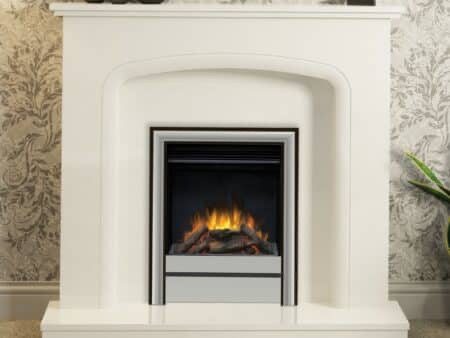 Wansbeck in White Micromarble with Saxton 16 with Chollerton Front in Chrome Fireplace