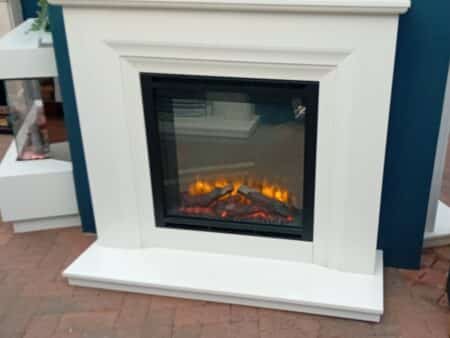 Essence Fireplaces Laytham 48 Electric Suite in White Micromarble with Foxglen 900 Electric Fire