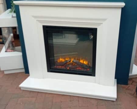 Essence Fireplaces Laytham 48 Electric Suite in White Micromarble with Foxglen 900 Electric Fire