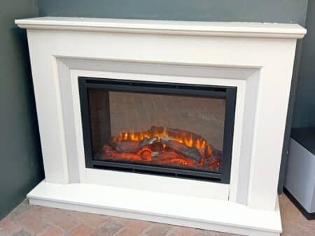 Essence Fireplaces Sinderhope 52_ Electric Suite in White & Grey Micromarble