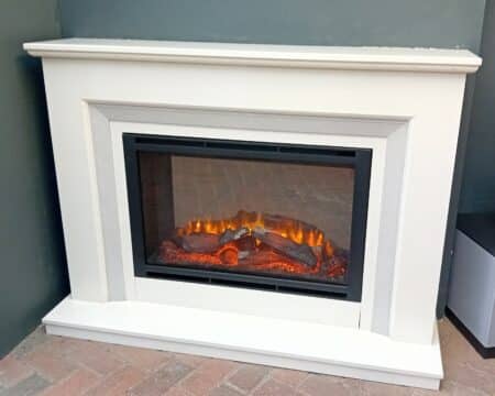 Essence Fireplaces Sinderhope 52_ Electric Suite in White & Grey Micromarble