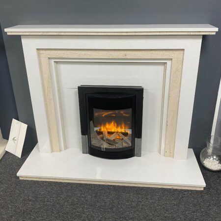 Paramount Alaska 54_ Fireplace in White & Cream Micromarble