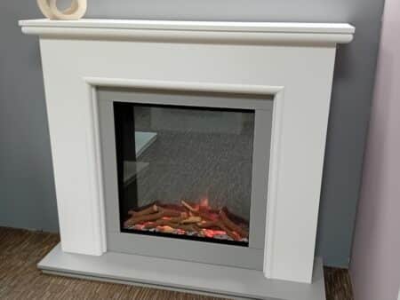 Trent Fireplaces Highland & Evonic Fires Halo 650 Electric Suite in White MDF