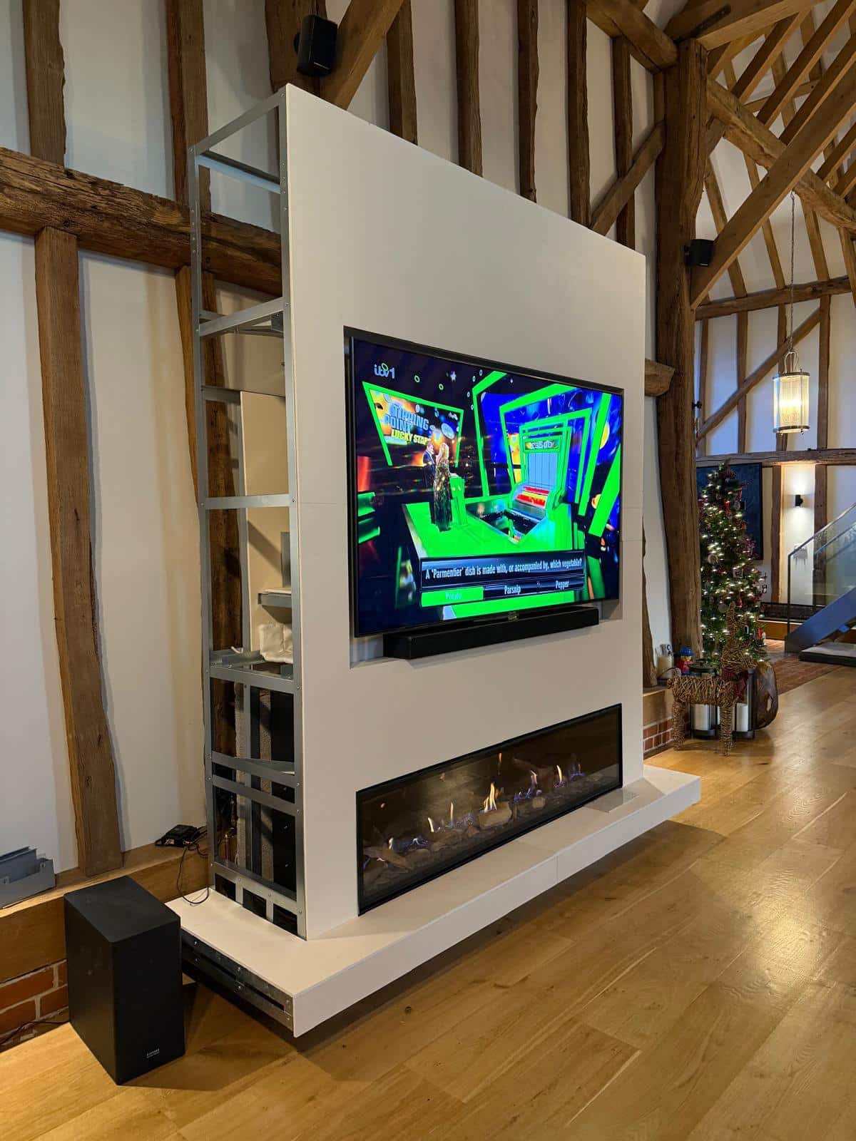 sideview of chimney breast installation