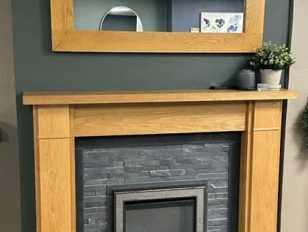Trent Brindisi Solid Oak Surround with Mirror Back Panel & Hearth
