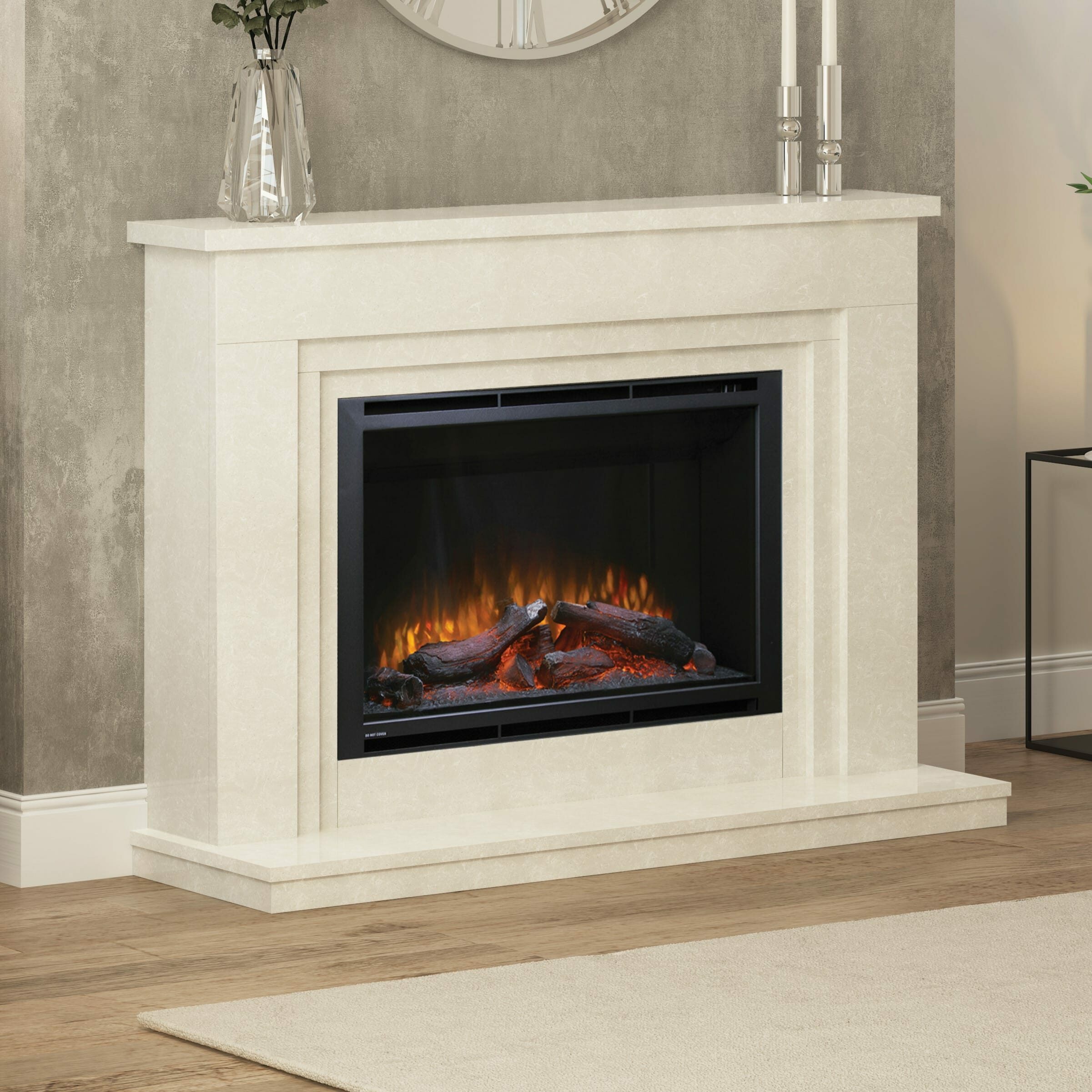 Adderstone in White Micromarble with Foxglen 950 Electric Fire