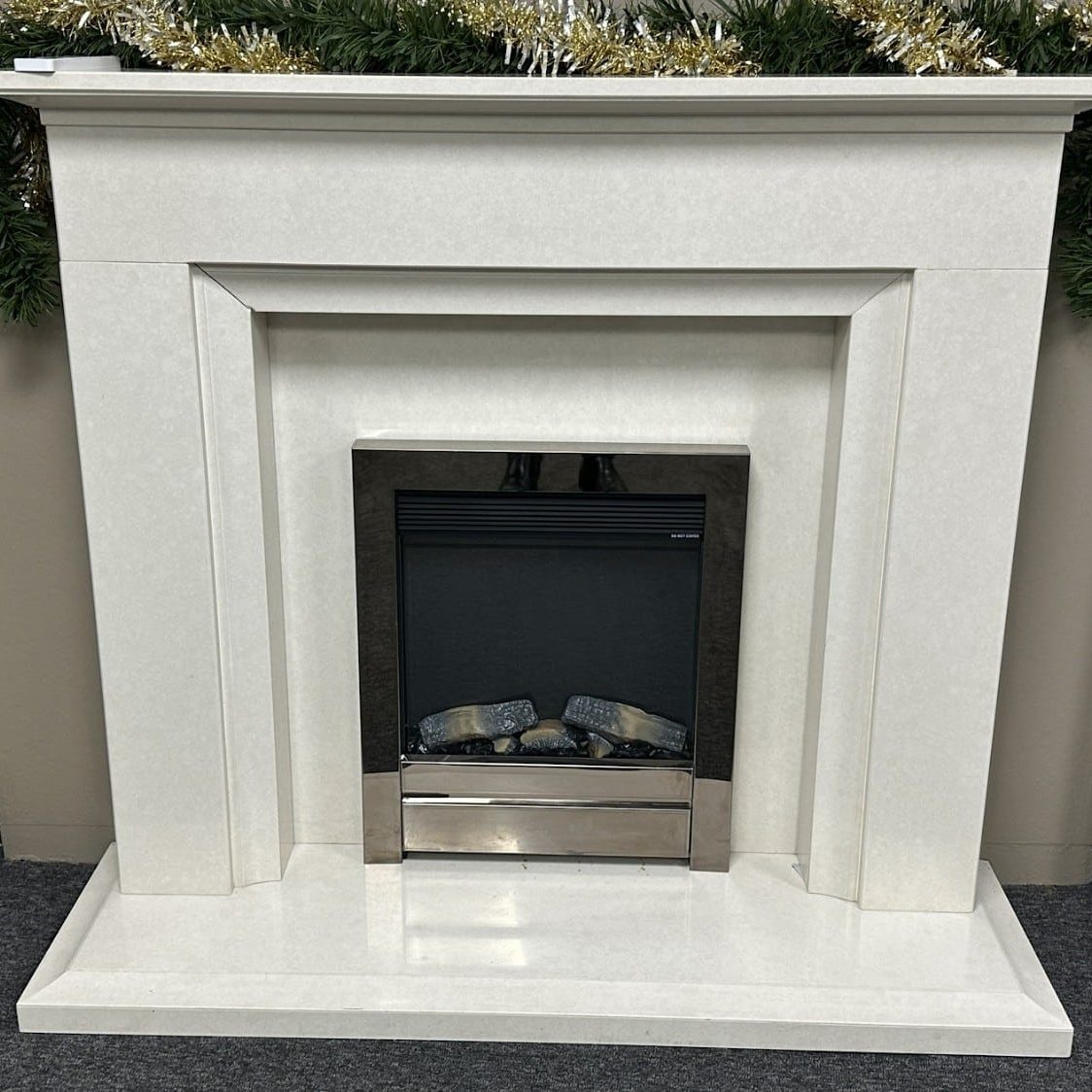 Arnolds Natura Priory 48” Fireplace Suite in White Micromarble