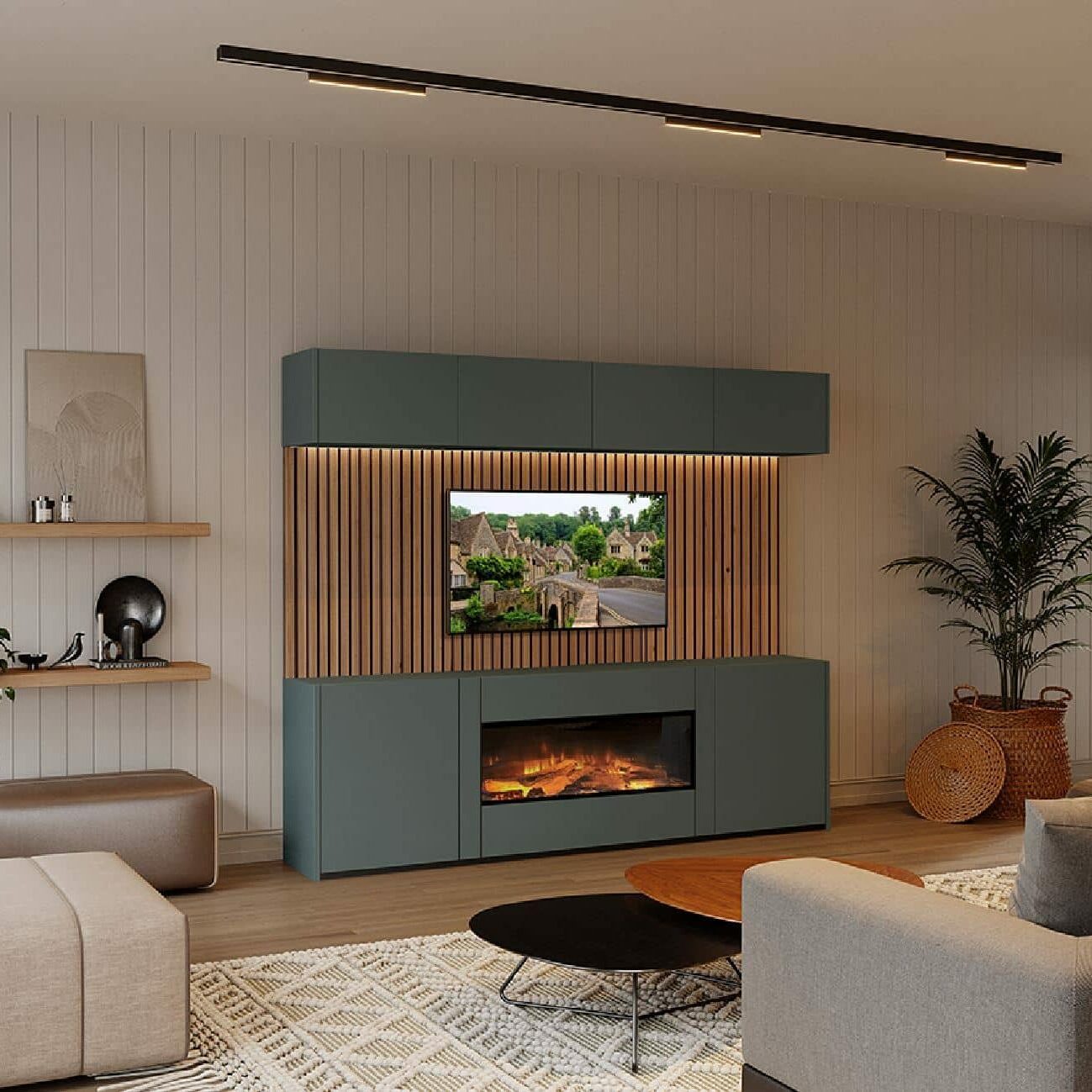 Bexley small fireplace and entertainment center
