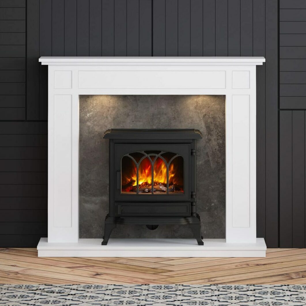 Braythorn in Ice White with Roseville Electric Stove