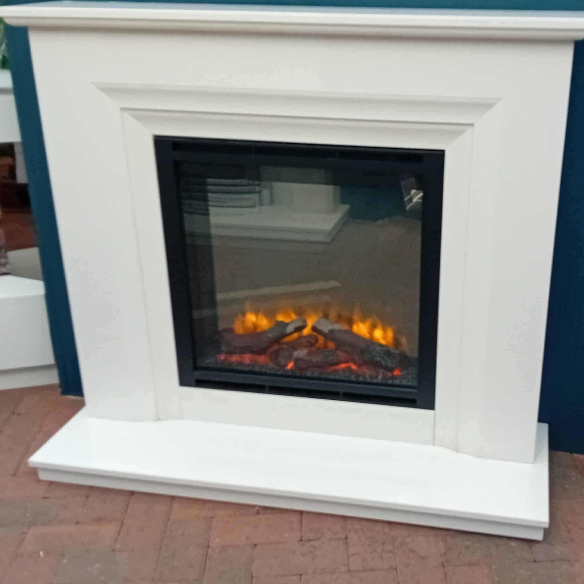 Essence Fireplaces Laytham 48 Electric Suite in White Micromarble with Foxglen 900 Electric Fire