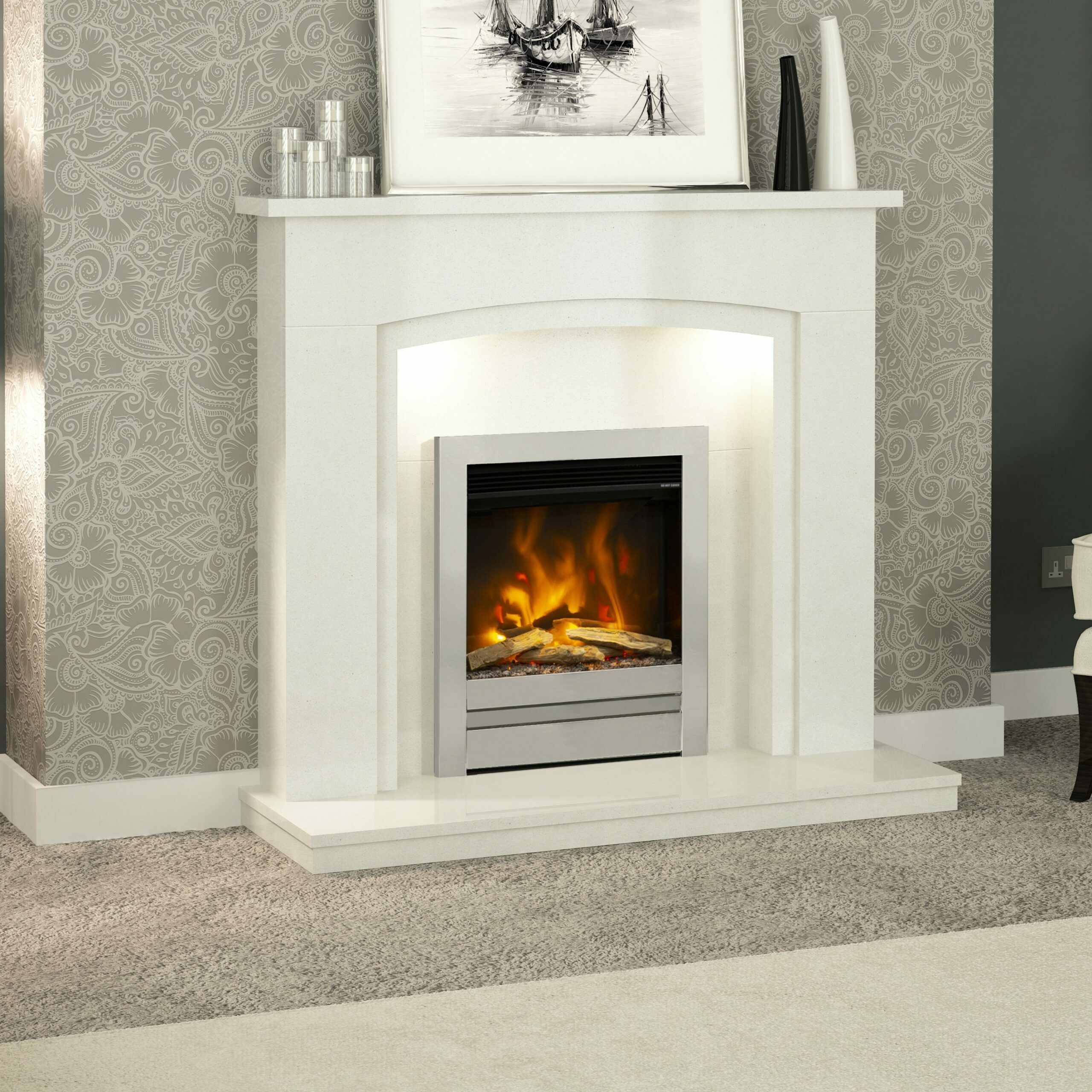 Sherborne in White Micromarble with Saxton 16 with Edge Front